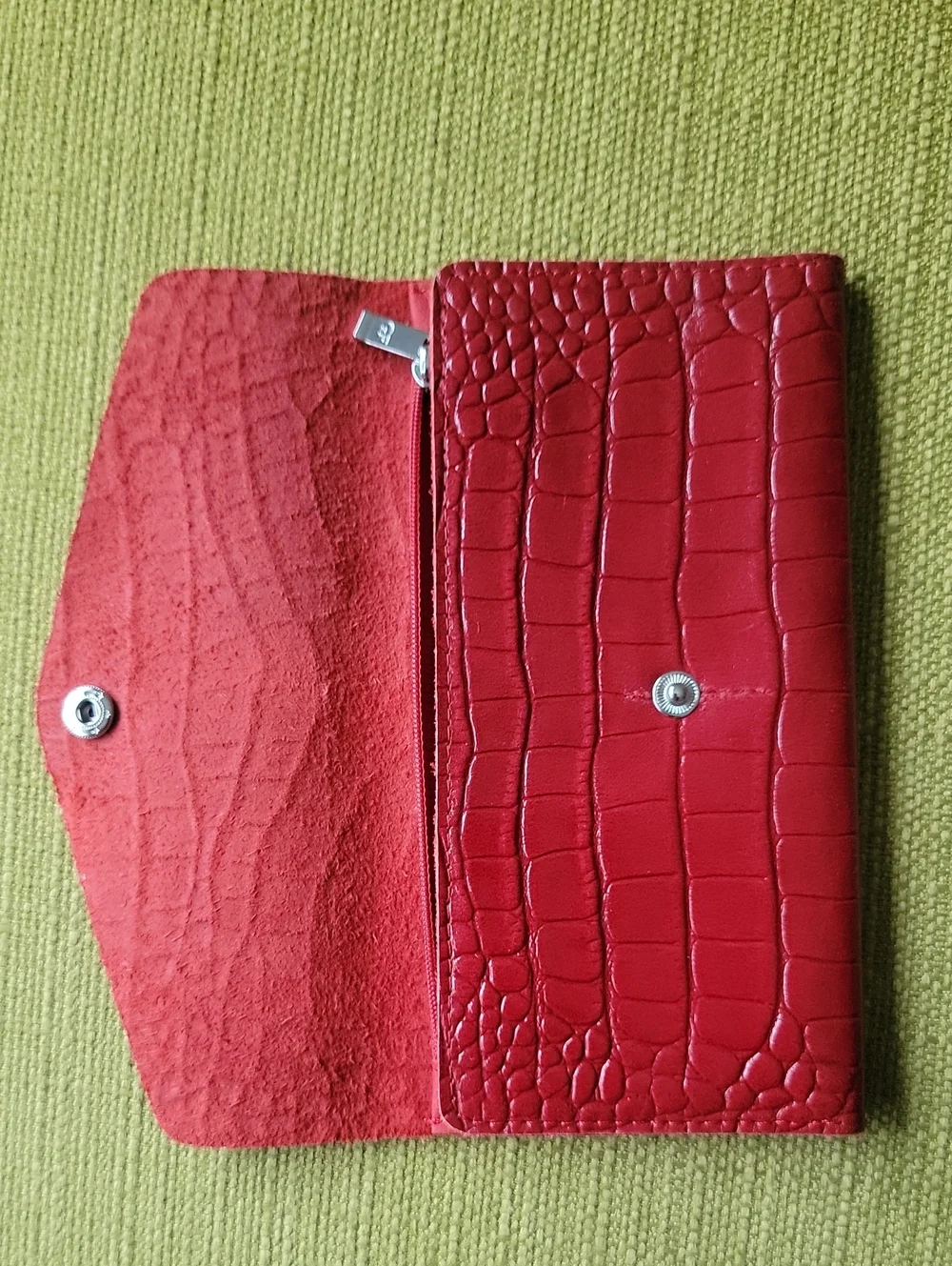 Giorgio Ferretti Red Croc-Embossed Leather Long Wallet - Women Accessories